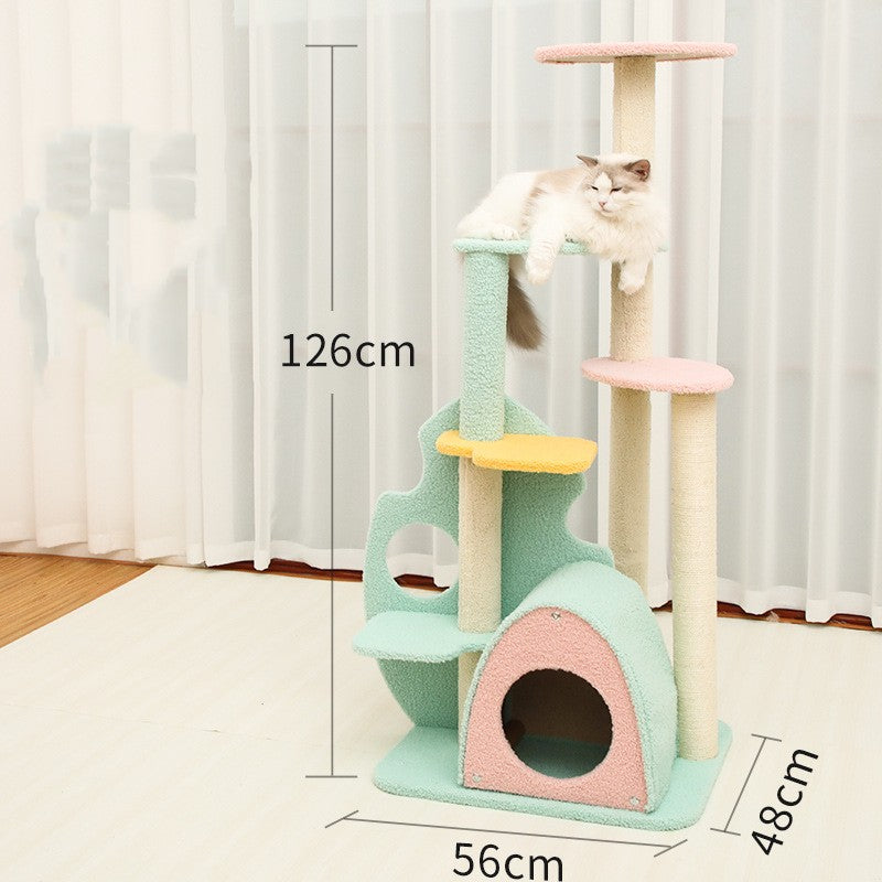 Rainbow Paws: Eco-Friendly Giant Cat Scratch 'n' Play Tower