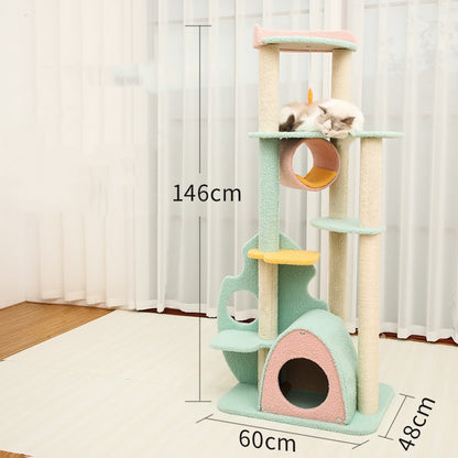 Rainbow Paws: Eco-Friendly Giant Cat Scratch 'n' Play Tower