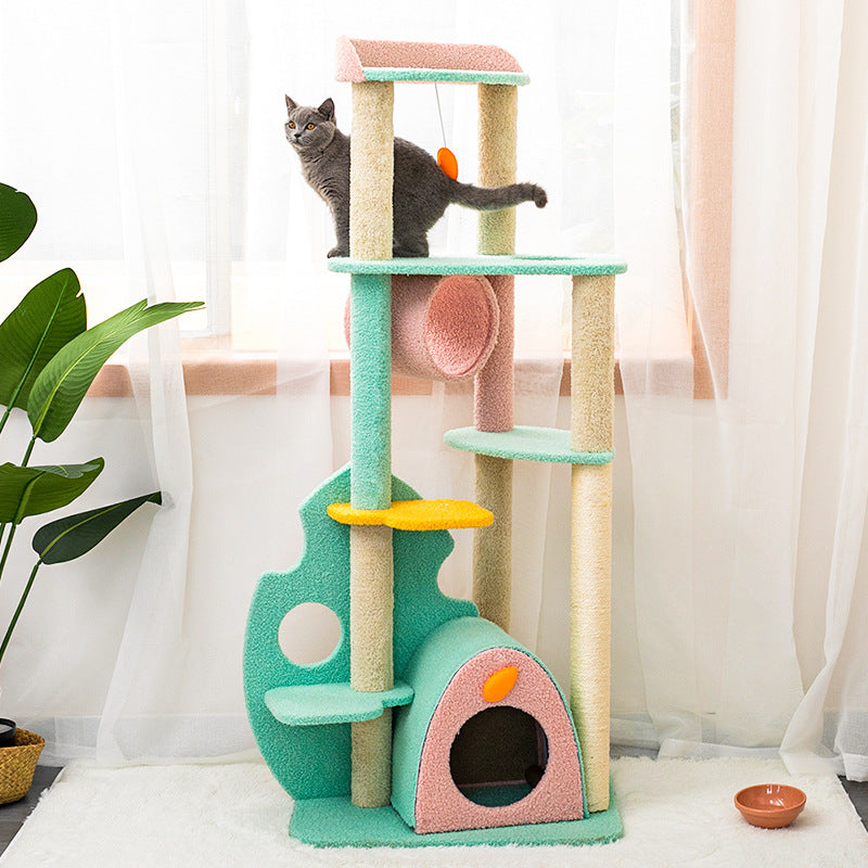 Rainbow Paws: Eco-Friendly Giant Cat Scratch 'n' Play Tower